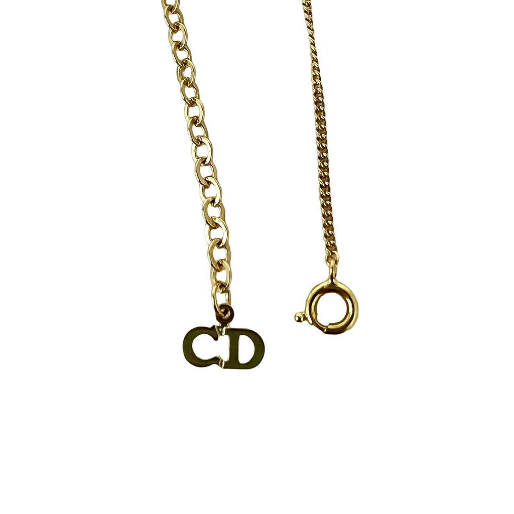 Dior CD Logo Heart Motif Rhinestone Pendant Gold — view 5