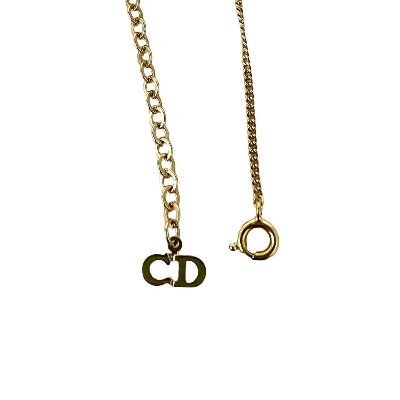 Dior CD Logo Heart Motif Rhinestone Pendant Gold — view 5