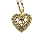Dior CD Logo Heart Motif Rhinestone Pendant Gold — view 4