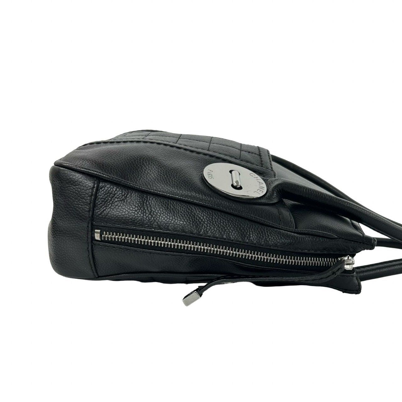 Chanel Cho Edge Coat Logo Caviar Leather Tote Black — view 6