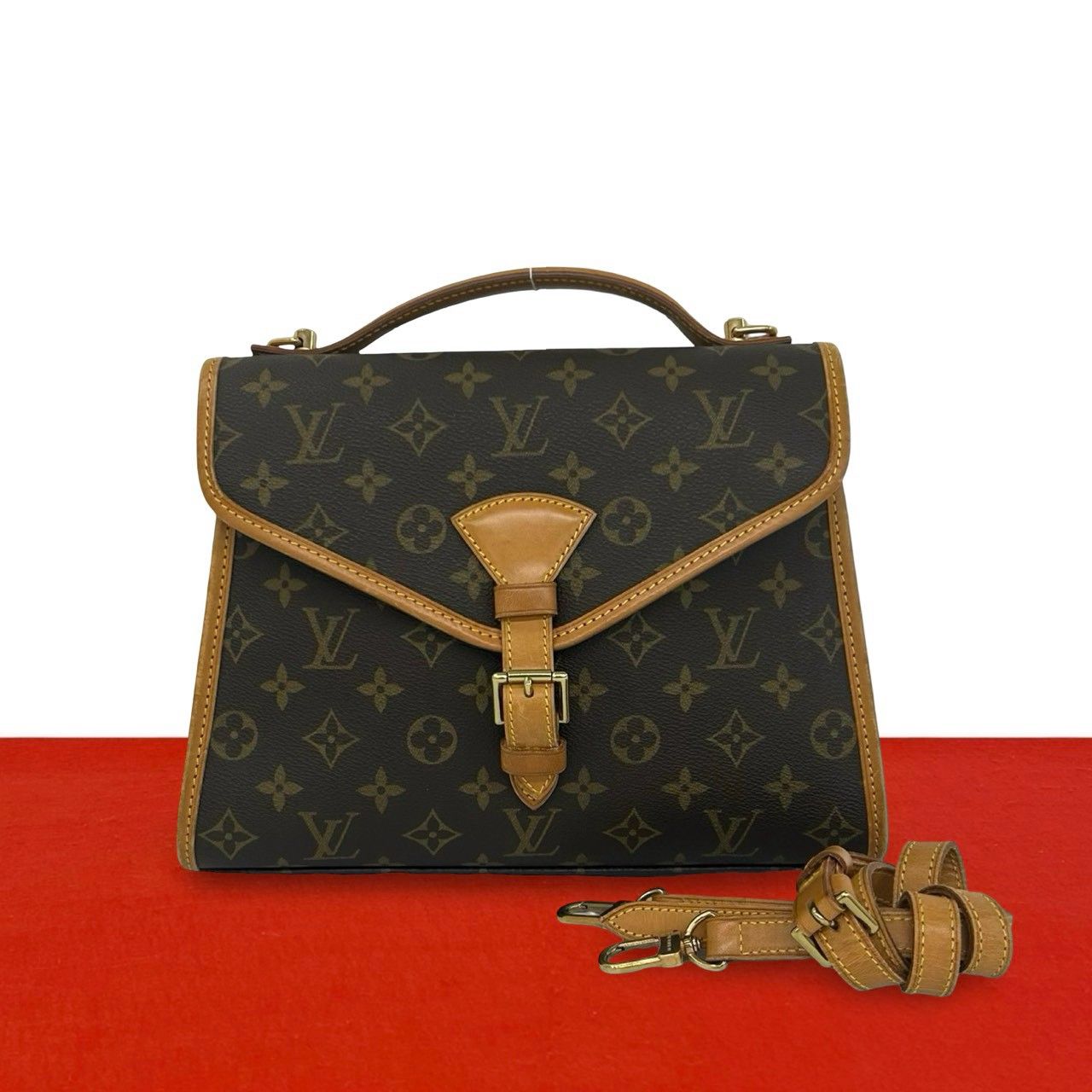 Louis Vuitton Vintage Bel Air Monogram Leather 2-Way Shoulder Bag Brown