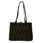 Fendi Vintage Zucca FF Pattern Canvas Leather Tote Shoulder Bag Brown — view 3