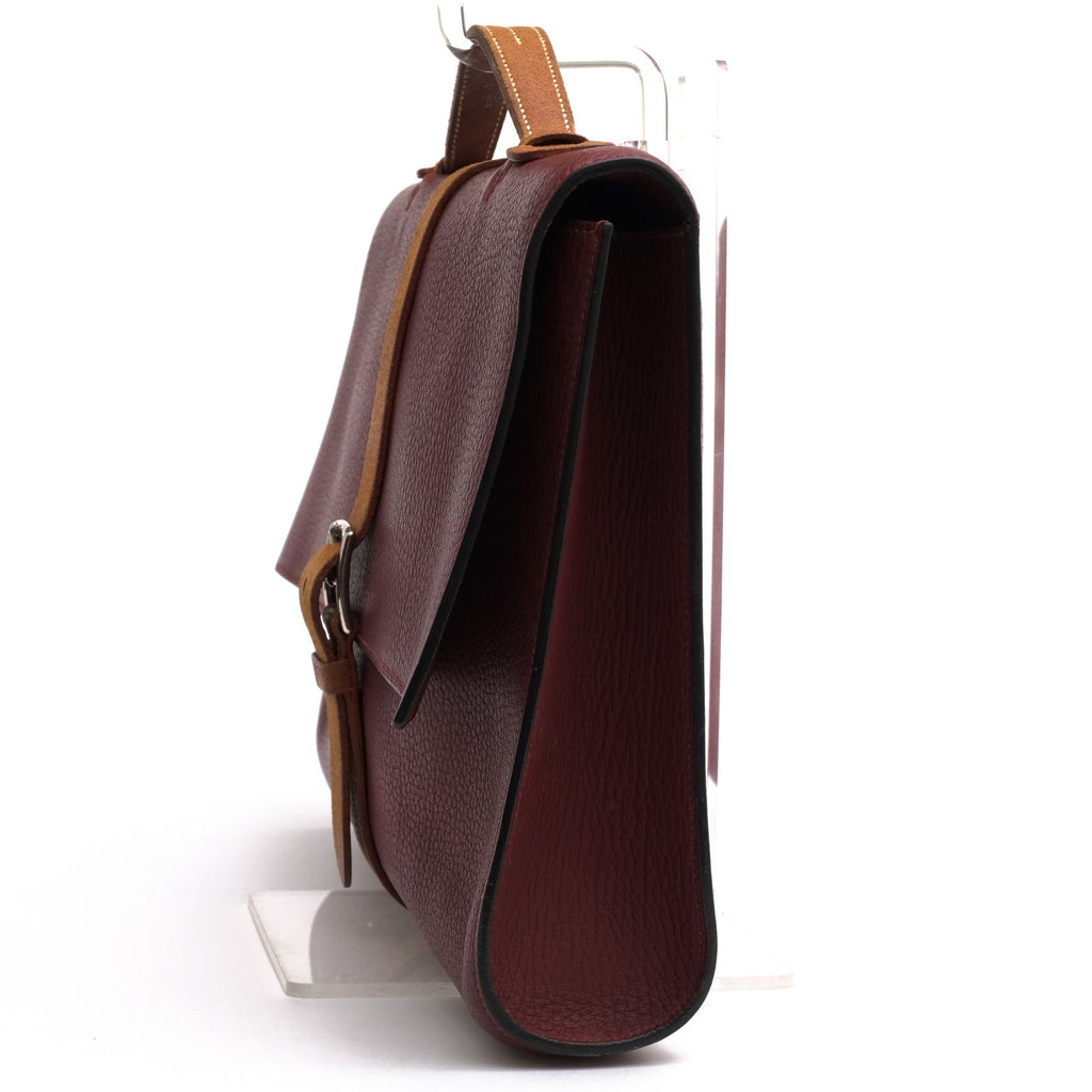 Hermes Briefcase Business Leather Red Brown Etriviere Grained Vache Liegee Cles — view 4