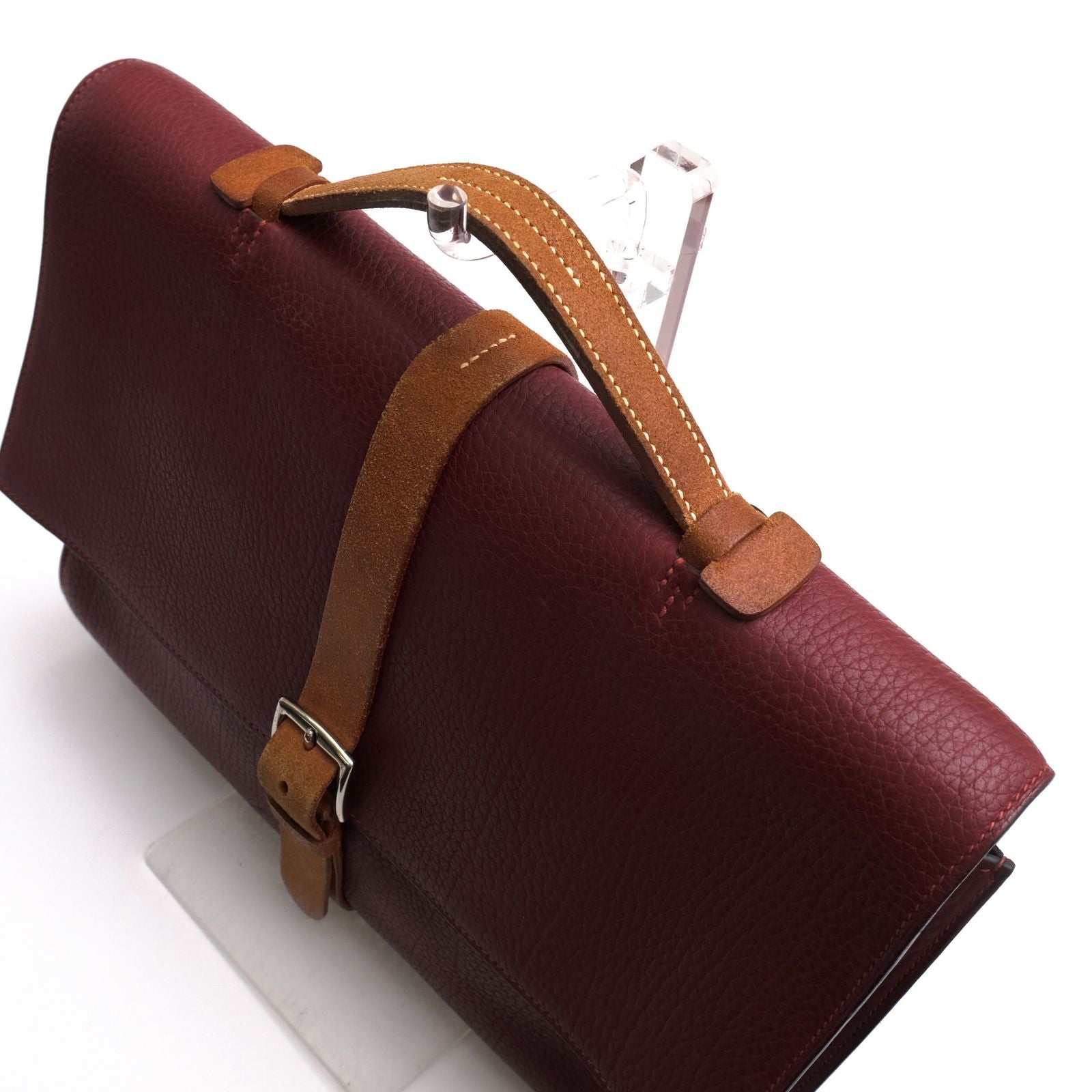 Hermes Briefcase Business Leather Red Brown Etriviere Grained Vache Liegee Cles — view 5