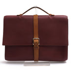 Hermes Briefcase Business Leather Red Brown Etriviere Grained Vache Liegee Cles