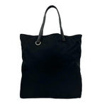 Prada Triangle Logo Plate Nylon Leather Tote Black — view 3