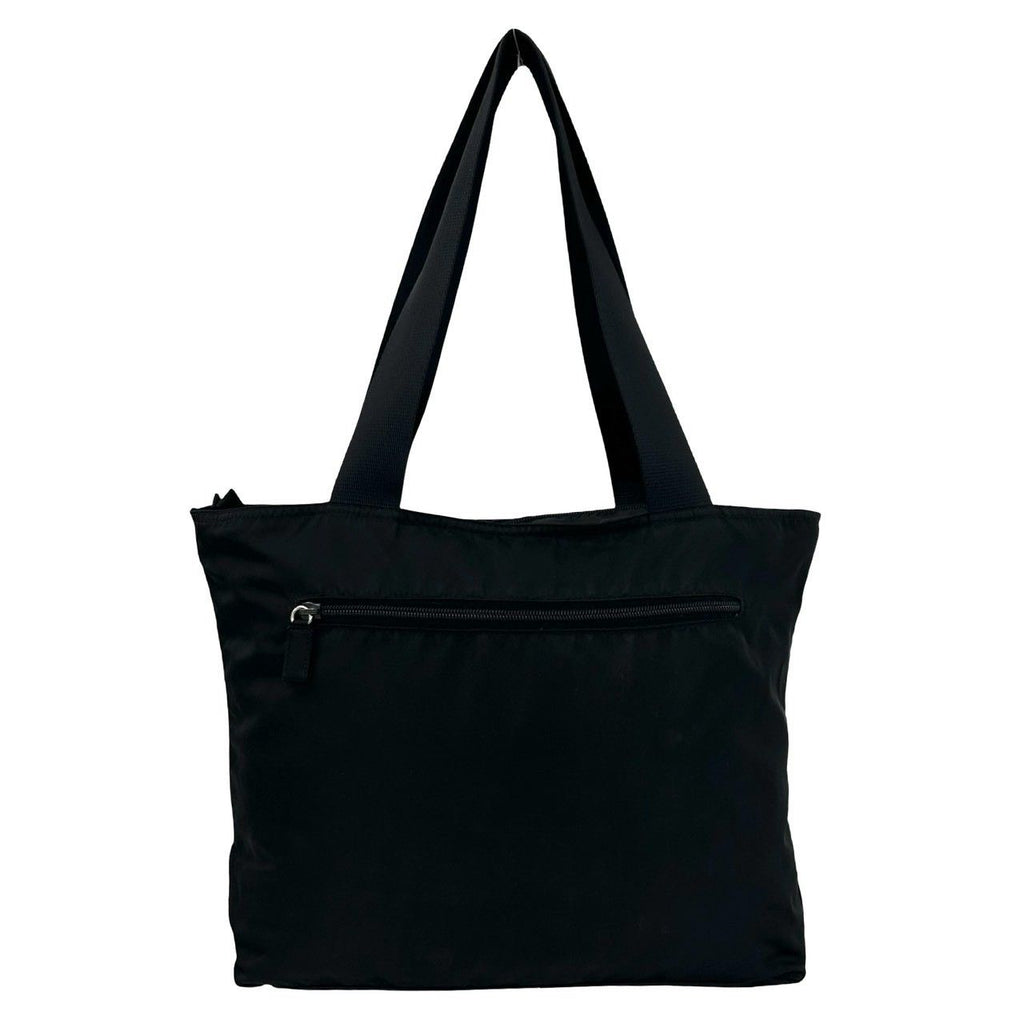 Prada Triangle Nylon Leather Tote Shoulder Bag Black — view 3