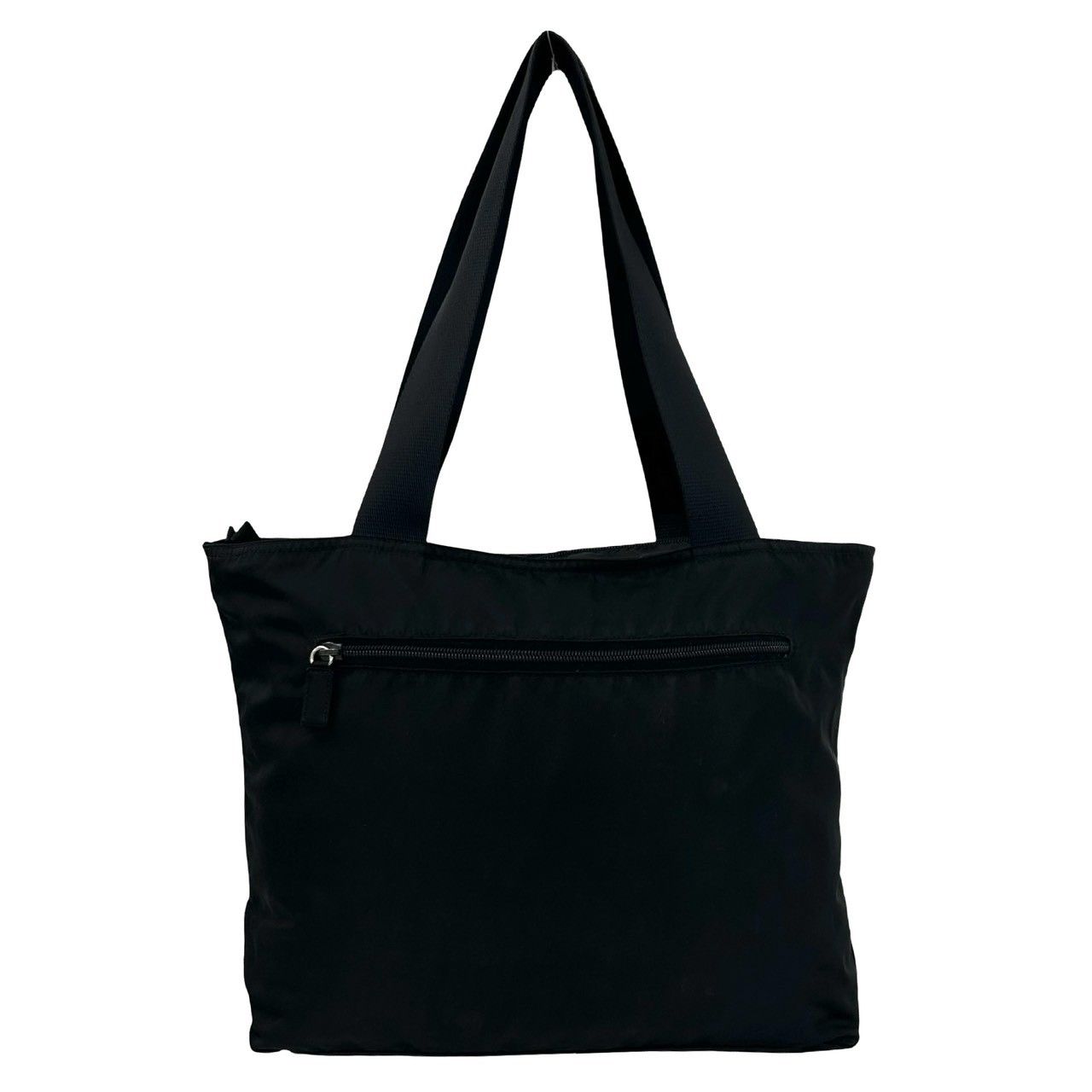 Prada Triangle Nylon Leather Tote Shoulder Bag Black — view 3