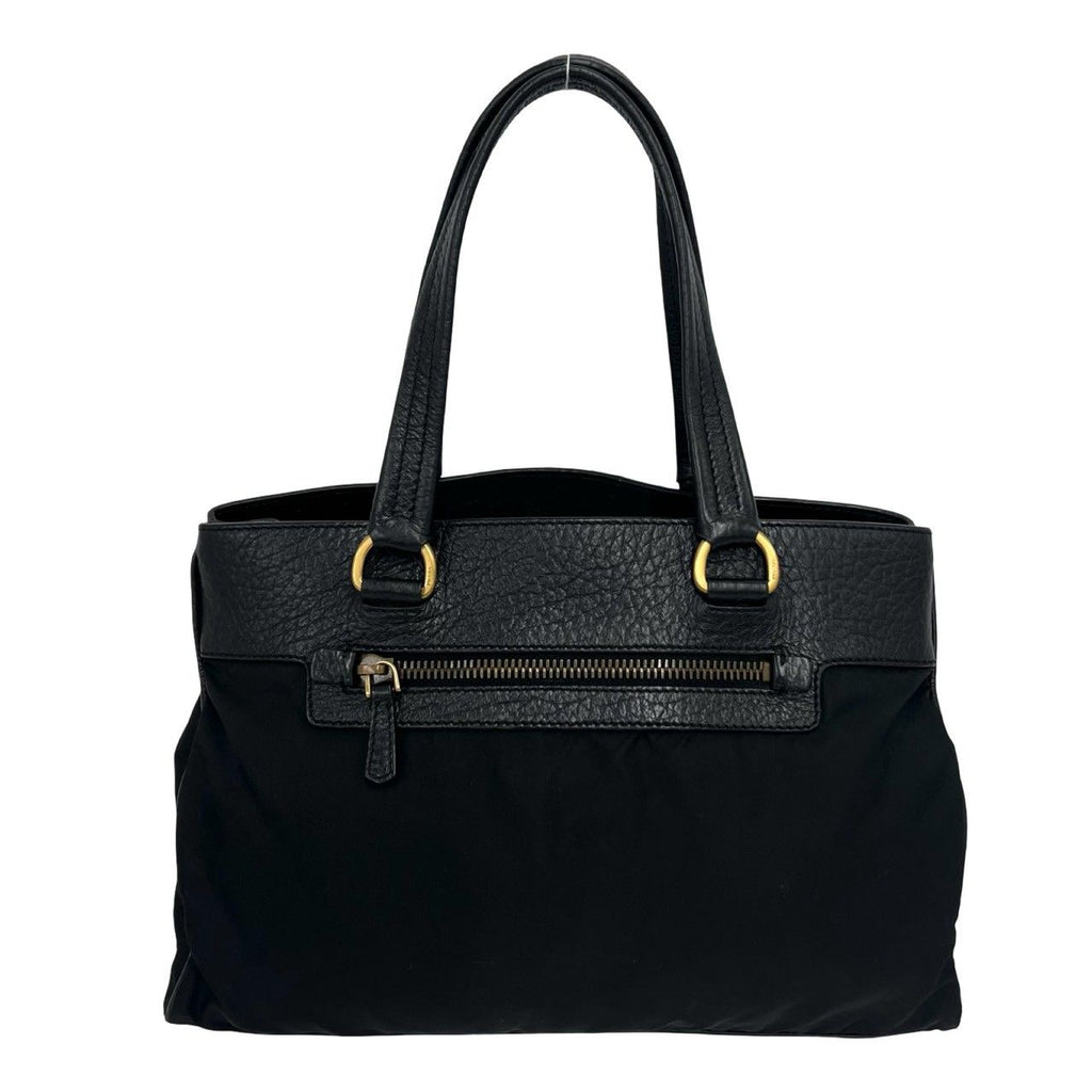 Prada Nylon Tessuto Leather Handbag Mini Tote Black — view 3