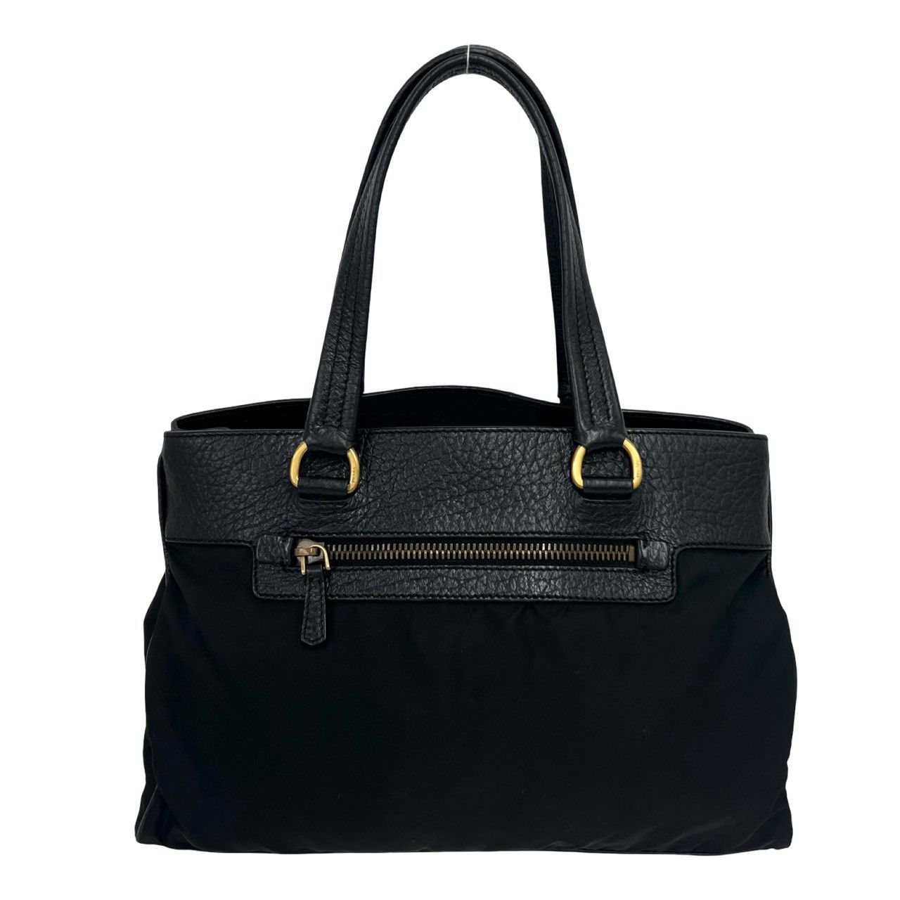 Prada Nylon Tessuto Leather Handbag Mini Tote Black — view 3