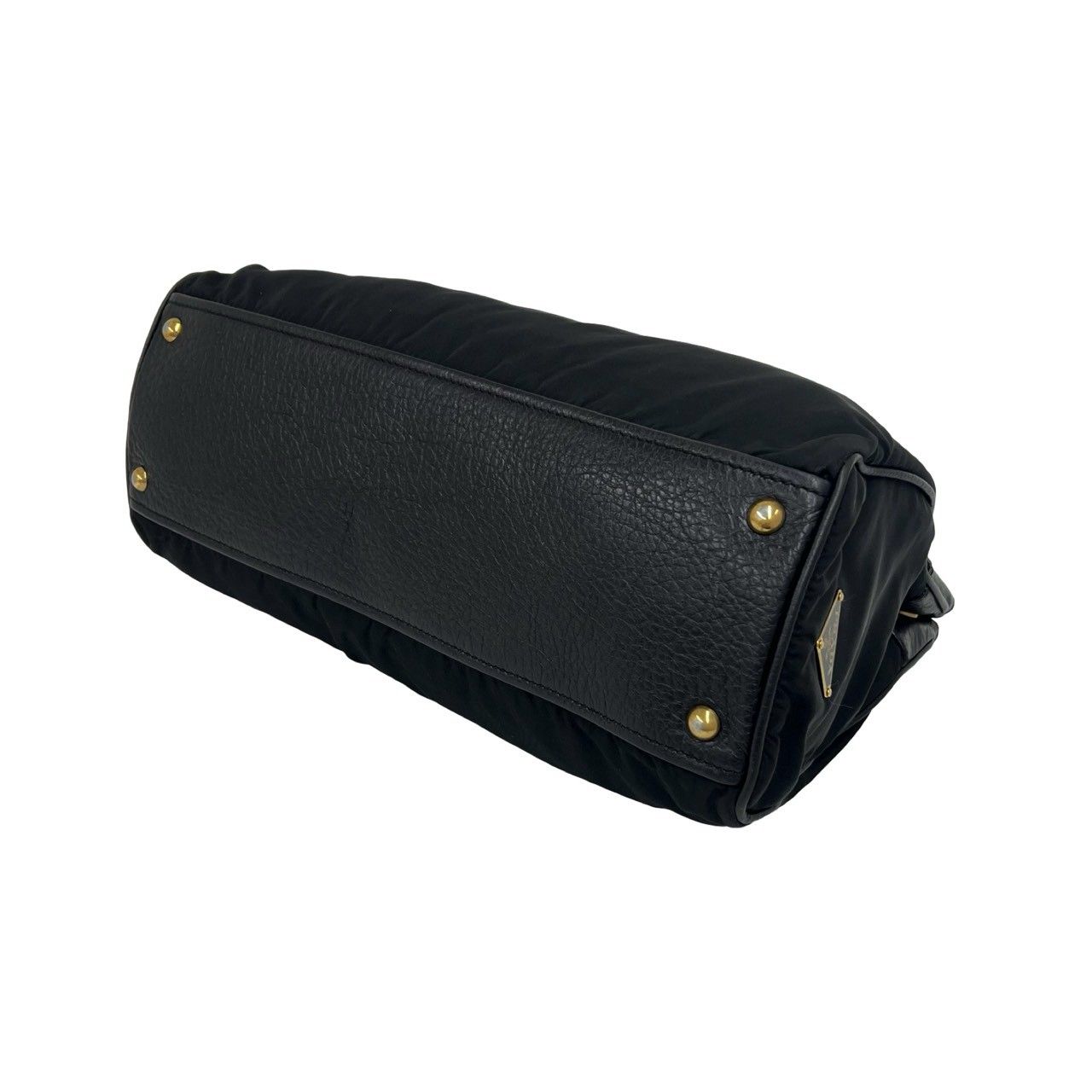 Prada Nylon Tessuto Leather Handbag Mini Tote Black — view 8