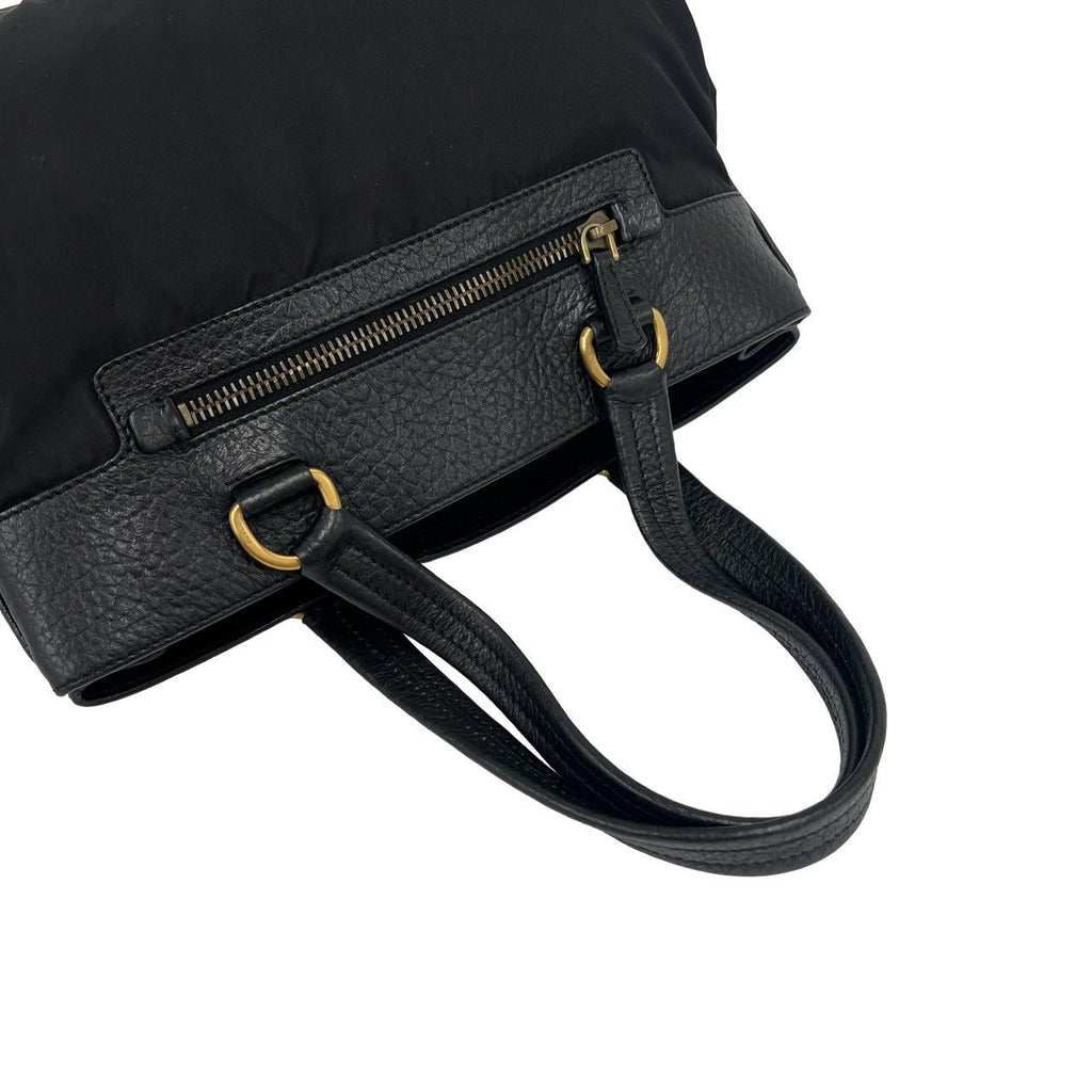 Prada Nylon Tessuto Leather Handbag Mini Tote Black — view 4