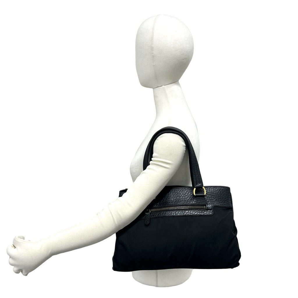 Prada Nylon Tessuto Leather Handbag Mini Tote Black — view 2