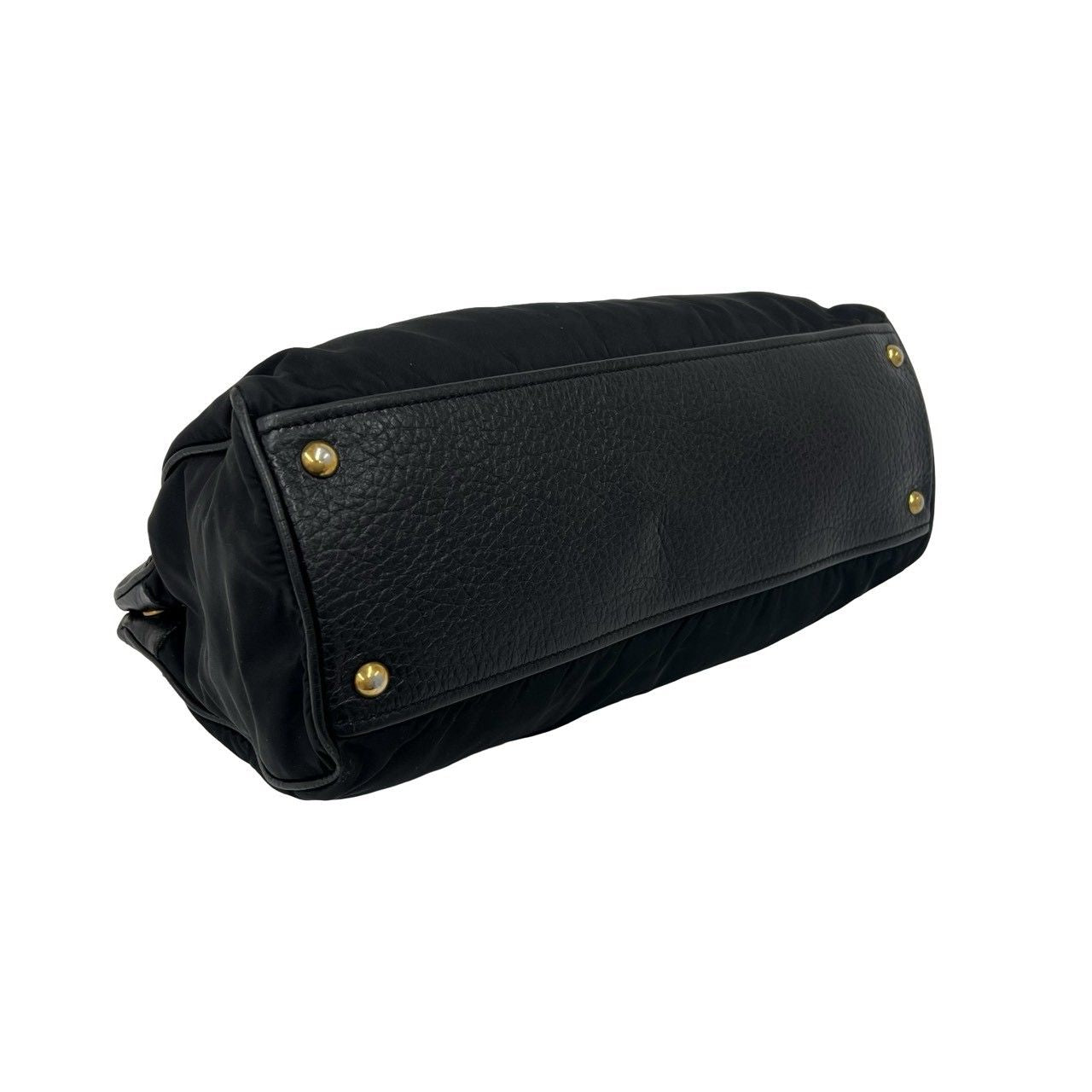 Prada Nylon Tessuto Leather Handbag Mini Tote Black — view 7