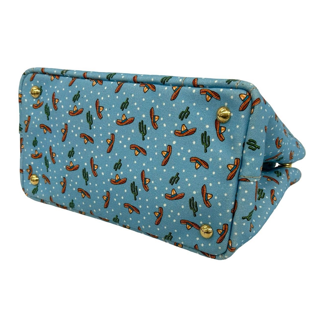 Prada Canapa Canvas 2-Way Shoulder Bag Mini Tote Blue — view 8