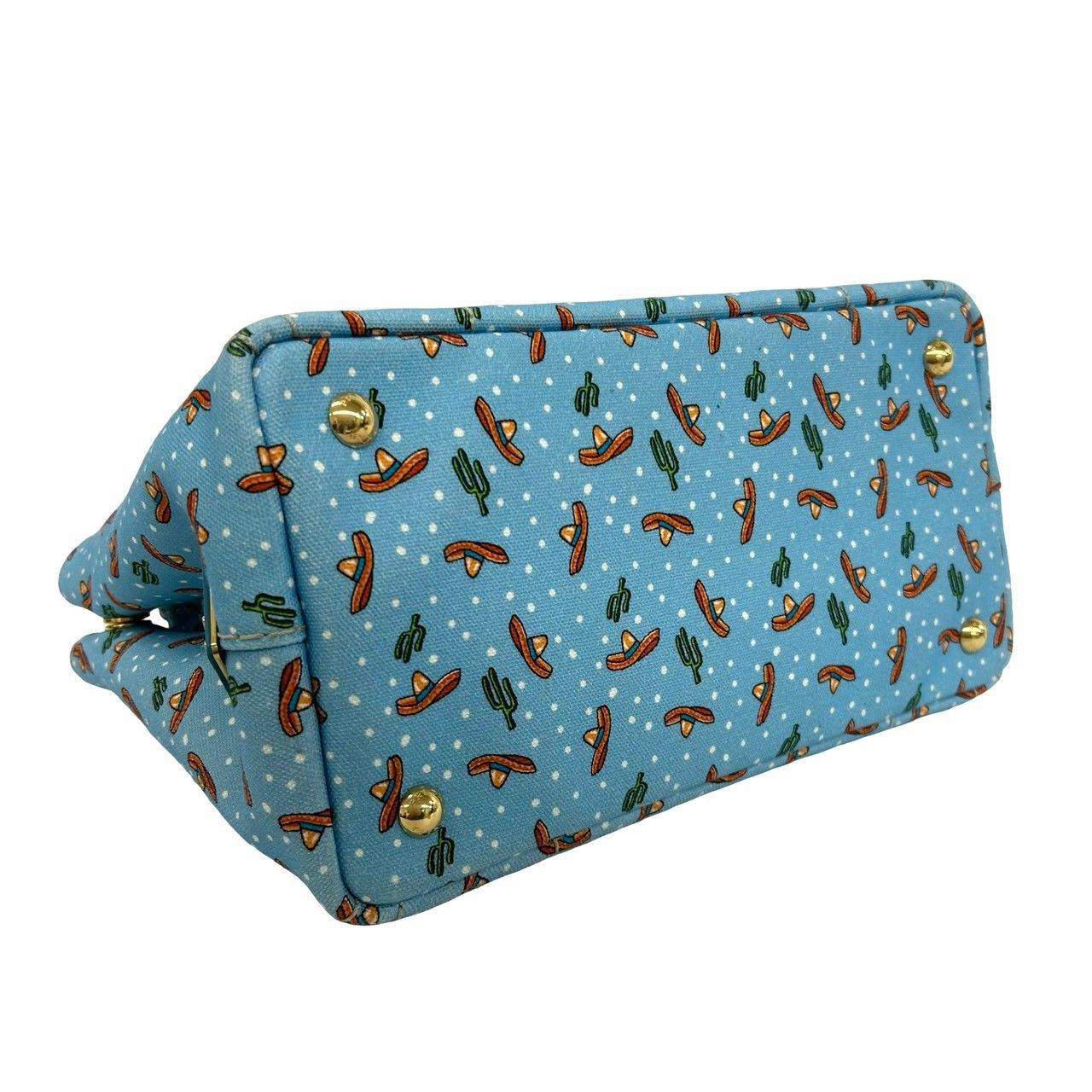 Prada Canapa Canvas 2-Way Shoulder Bag Mini Tote Blue — view 7