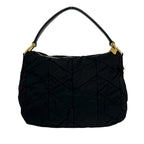 Prada Logo Nylon Tessuto Enamel Leather Shoulder Bag Black — view 3