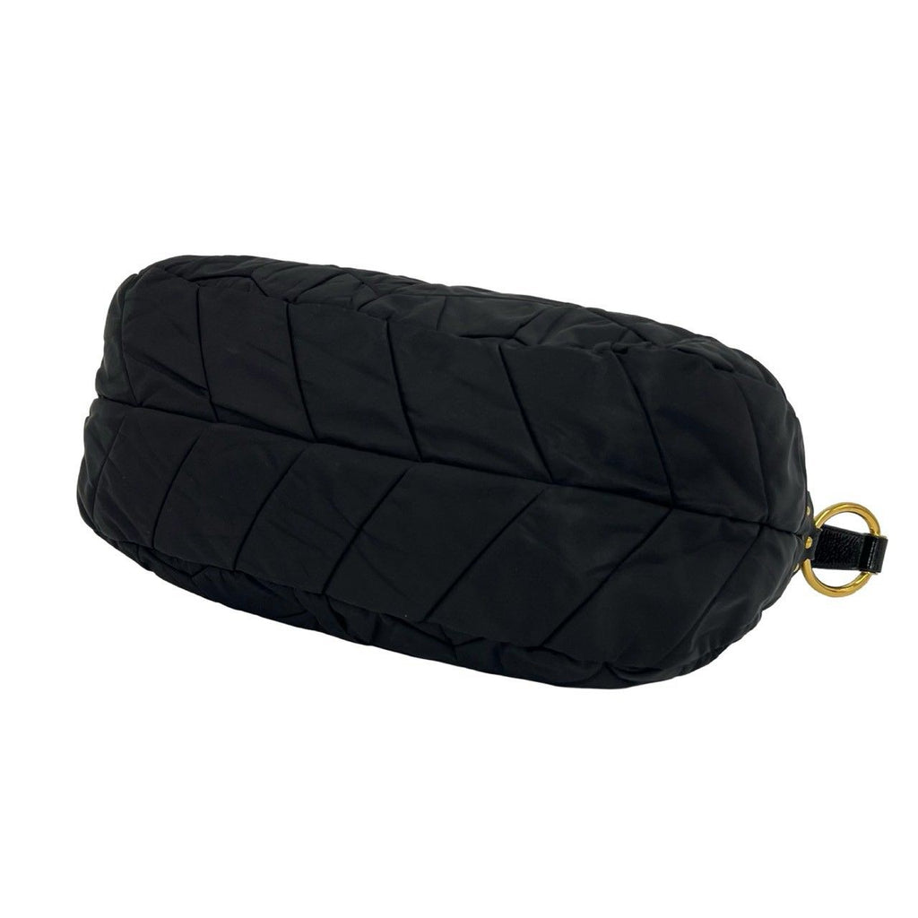 Prada Logo Nylon Tessuto Enamel Leather Shoulder Bag Black — view 8