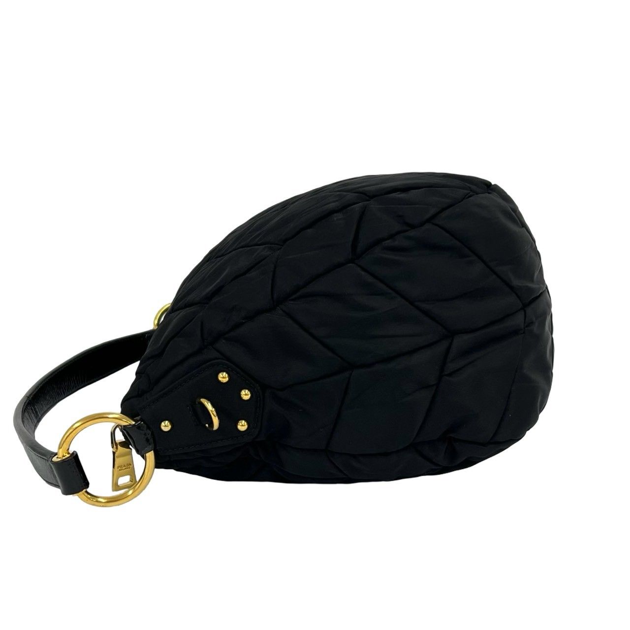 Prada Logo Nylon Tessuto Enamel Leather Shoulder Bag Black — view 5