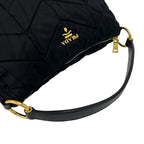 Prada Logo Nylon Tessuto Enamel Leather Shoulder Bag Black — view 4