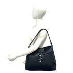 Prada Triangle Logo Leather Shoulder Bag Tote Black — view 2