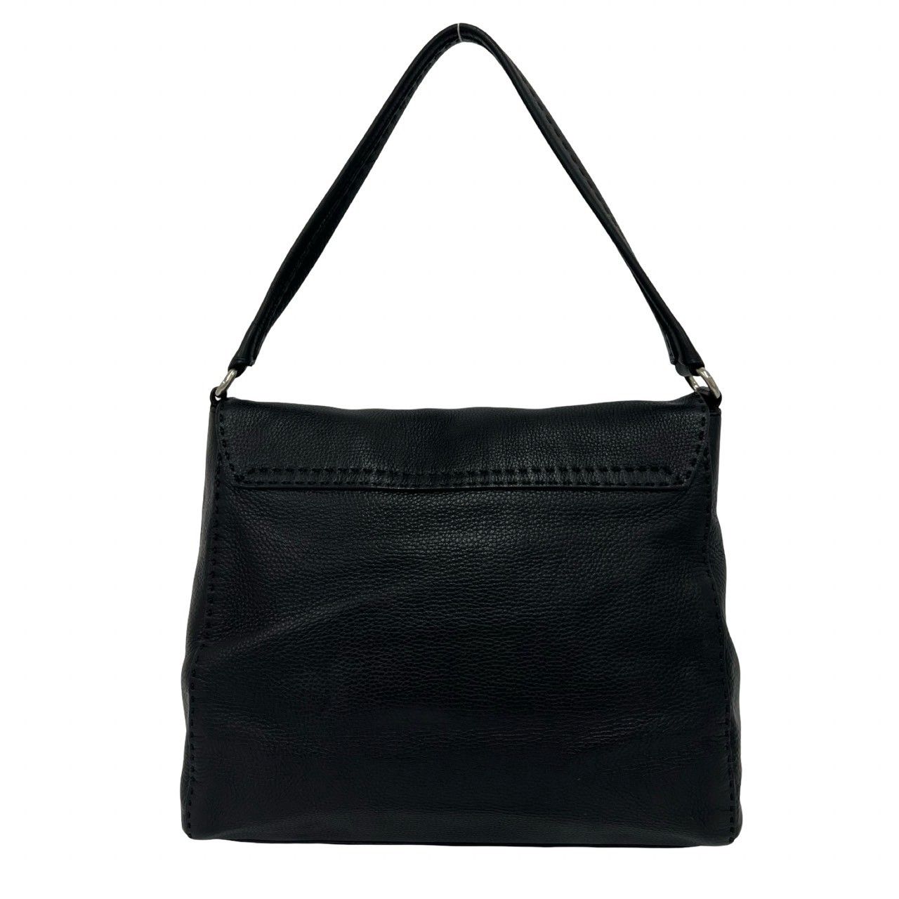 Prada Triangle Logo Leather Shoulder Bag Tote Black — view 3
