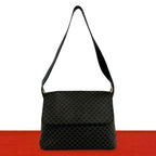 Celine Vintage Macadam Blason Triomphe Pattern Leather Shoulder Bag Black