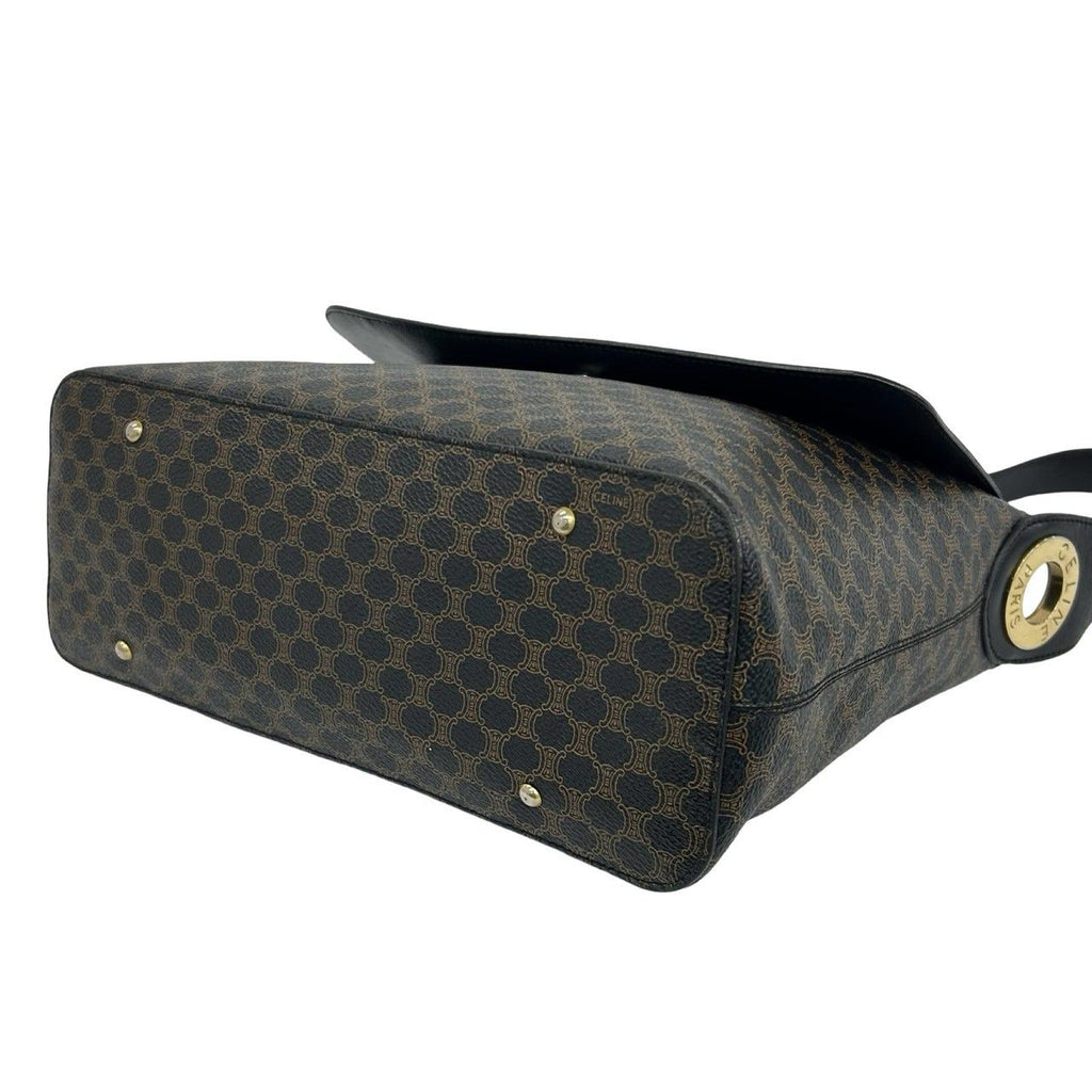Celine Vintage Macadam Blason Triomphe Pattern Leather Shoulder Bag Black — view 8