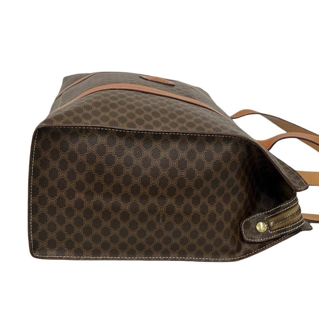 Celine Vintage Macadam Blason Leather Tote Shoulder Bag Brown — view 6