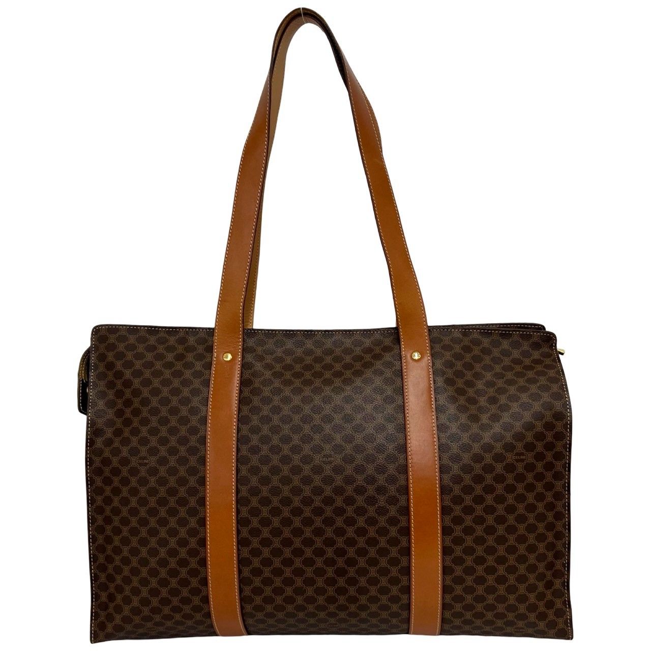 Celine Vintage Macadam Blason Leather Tote Shoulder Bag Brown — view 3