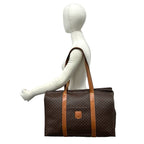 Celine Vintage Macadam Blason Leather Tote Shoulder Bag Brown — view 2