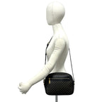 Celine Vintage Macadam Blason Triomphe Pattern Leather Shoulder Bag Black Brown — view 2