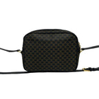 Celine Vintage Macadam Blason Triomphe Pattern Leather Shoulder Bag Black Brown — view 3