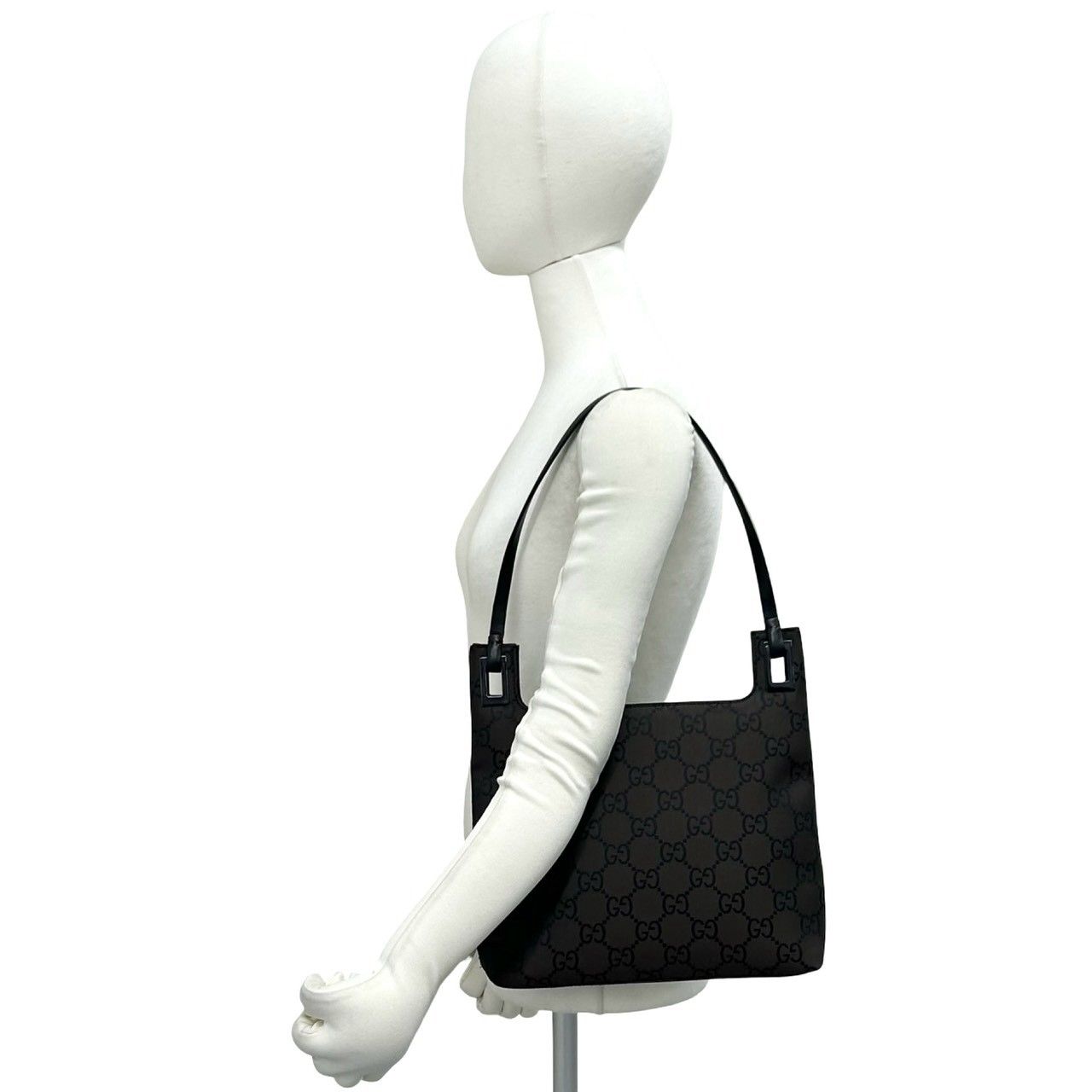 Gucci GG Logo Pattern Canvas Leather Shoulder Bag Mini Tote Brown — view 2