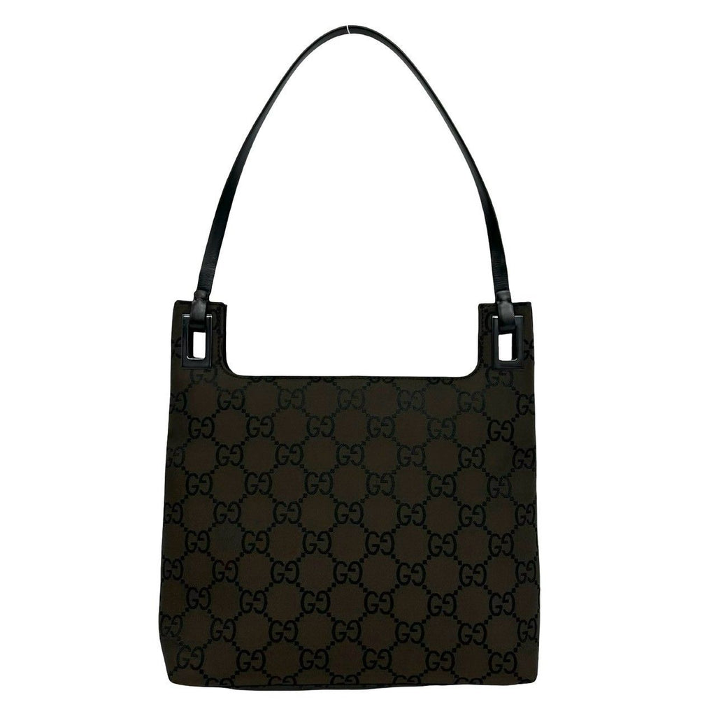 Gucci GG Logo Pattern Canvas Leather Shoulder Bag Mini Tote Brown — view 3