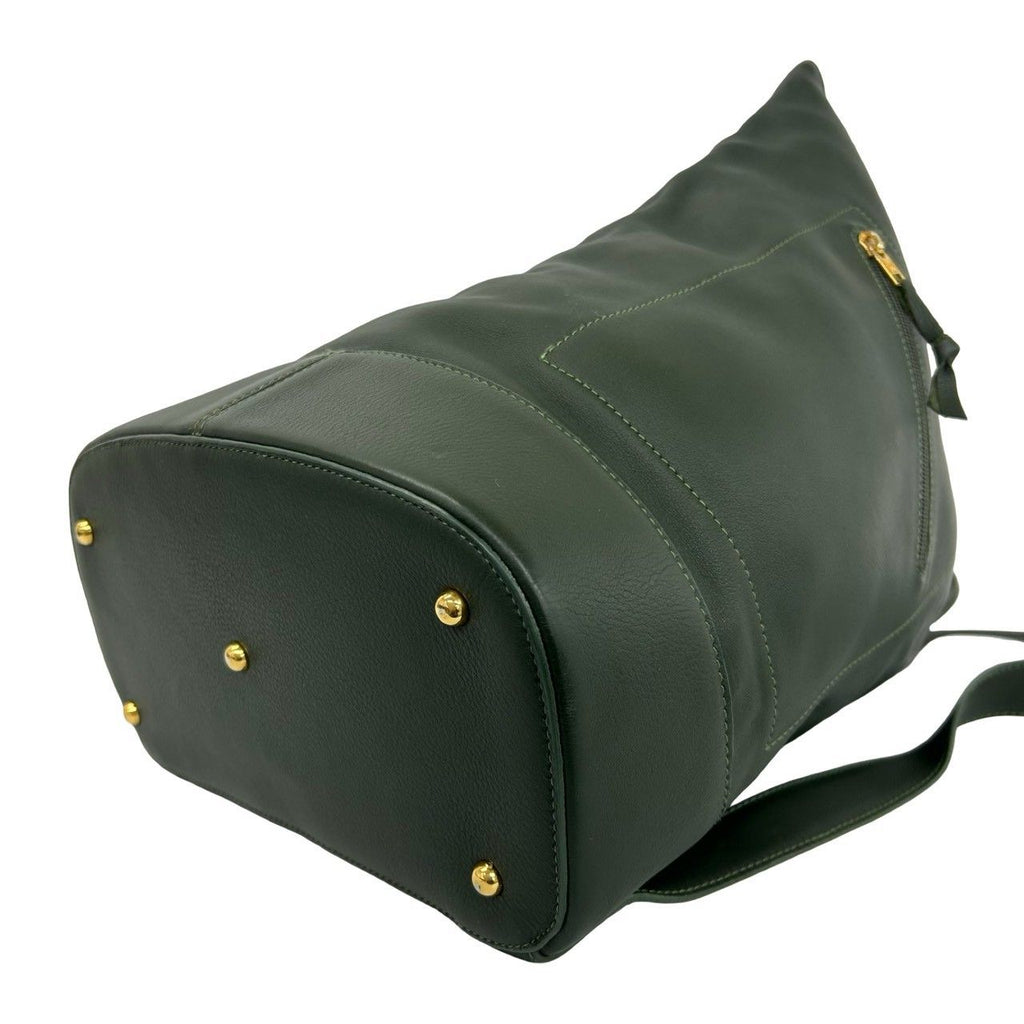 Loewe Anton Logo Leather Backpack Green — view 8