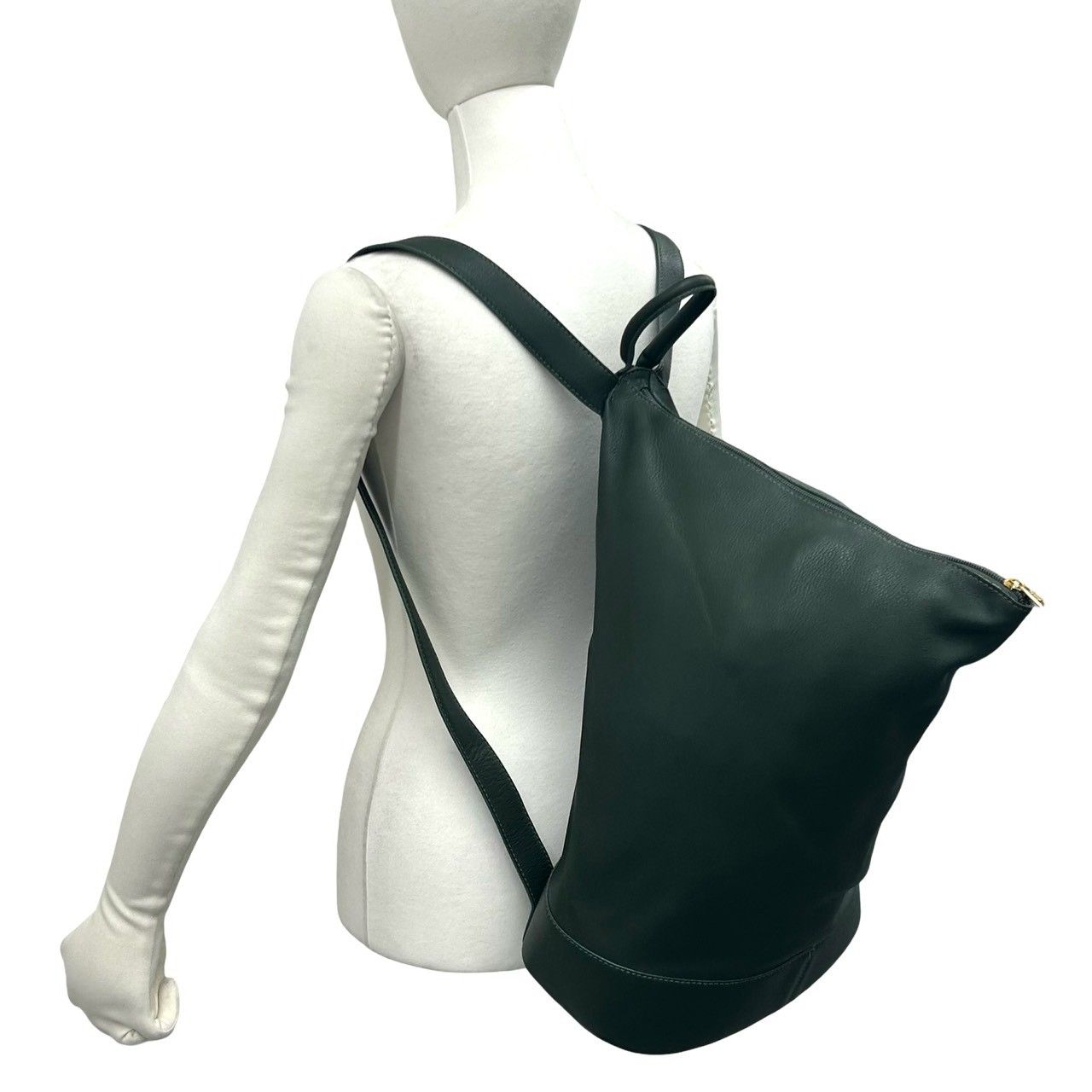 Loewe Anton Logo Leather Backpack Green — view 2