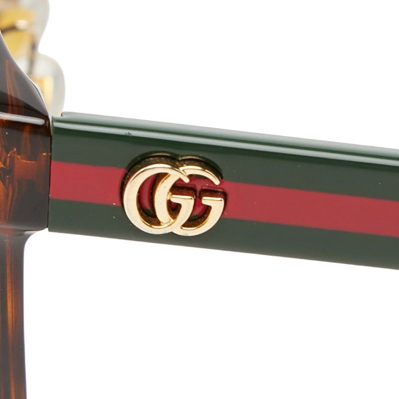 Gucci Sherry Line Double Asian Fit Sunglasses Eyewear Brown Green Red Acetate — view 5