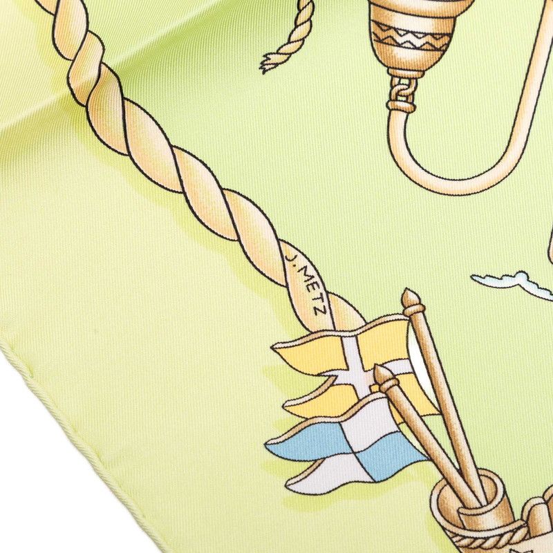 Hermes Carre 90 Railing Ship Handrail Scarf Green Multicolor Silk — view 6