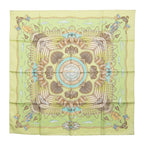 Hermes Carre 90 Railing Ship Handrail Scarf Green Multicolor Silk