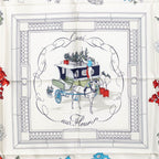 Hermes Carre 90 Quai Aux Fleurs Flowers Blooming Coastal Street Scarf White Silk — view 2
