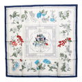 Hermes Carre 90 Quai Aux Fleurs Flowers Blooming Coastal Street Scarf White Silk