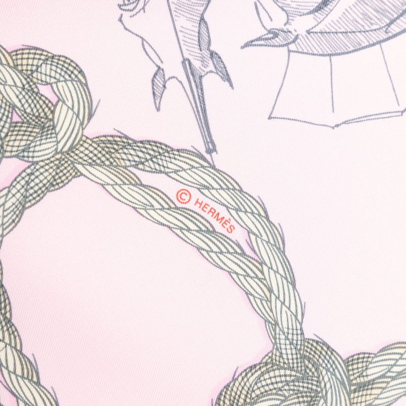 Hermes Carre 90 Cheval de Mer Sea Horse Scarf Pink Silk — view 6