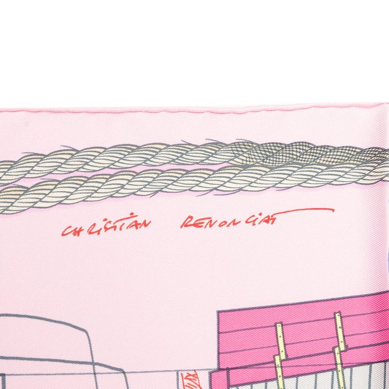 Hermes Carre 90 Cheval de Mer Sea Horse Scarf Pink Silk — view 5