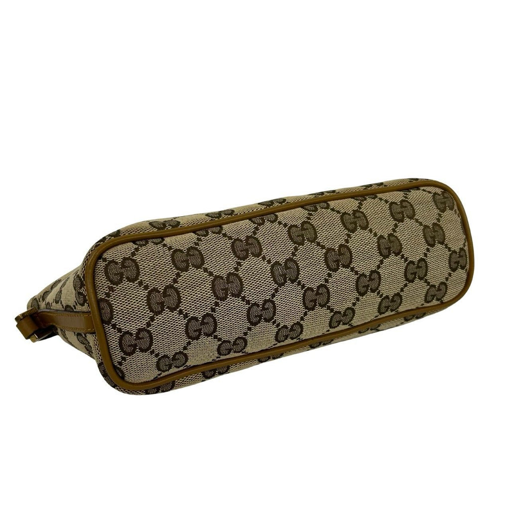 Gucci GG Pattern Logo Plate Canvas Leather Mini Handbag Pouch Beige Brown — view 7