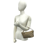 Gucci GG Pattern Logo Plate Canvas Leather Mini Handbag Pouch Beige Brown — view 2