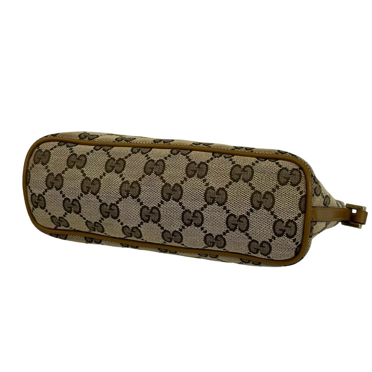 Gucci GG Pattern Logo Plate Canvas Leather Mini Handbag Pouch Beige Brown — view 8