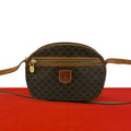 Celine Vintage Macadam Blason Triomphe Leather Mini Shoulder Bag Pochette Brown