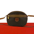 Celine Vintage Macadam Blason Triomphe Leather Mini Shoulder Bag Pochette Brown
