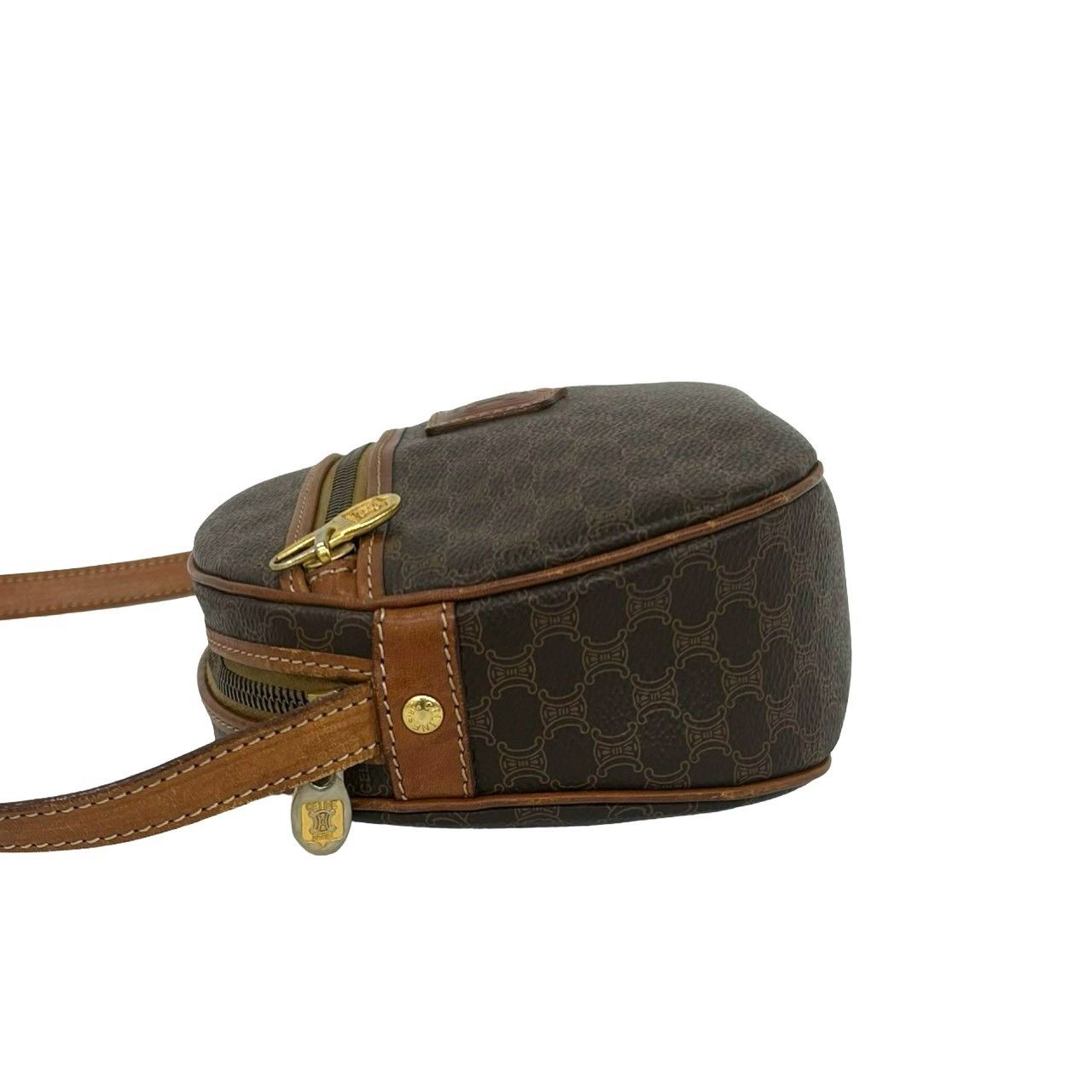 Celine Vintage Macadam Blason Triomphe Leather Mini Shoulder Bag Pochette Brown — view 5